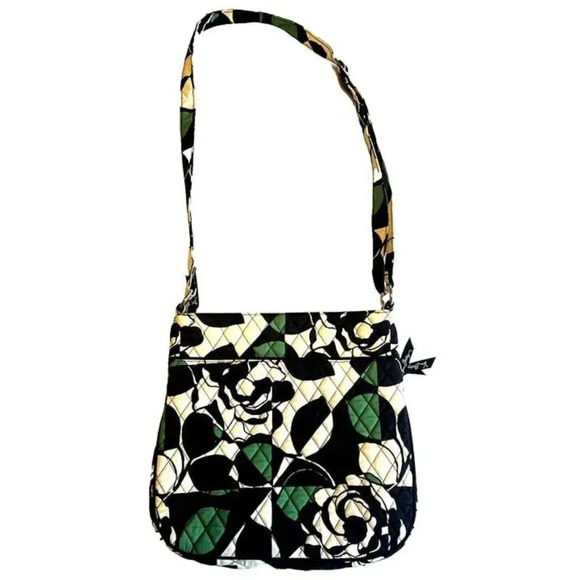 Vera Bradley‎ Triple-Zip Hipster Crossbody Bag Purse Imperial Rose Green Black - Picture 4 of 7